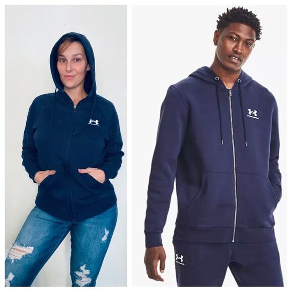 Under Armour Zip Up Hoodie Navy Loose Fit Small Hooded Sweatshirt - Picture 1 of 11